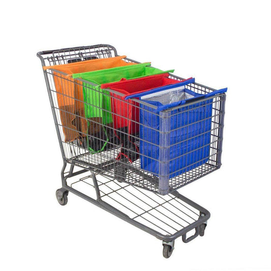 Eco-friendly Foldable Reusable Tote / Supermarket Bags - 4pcs/set - Concordia Style Boutique