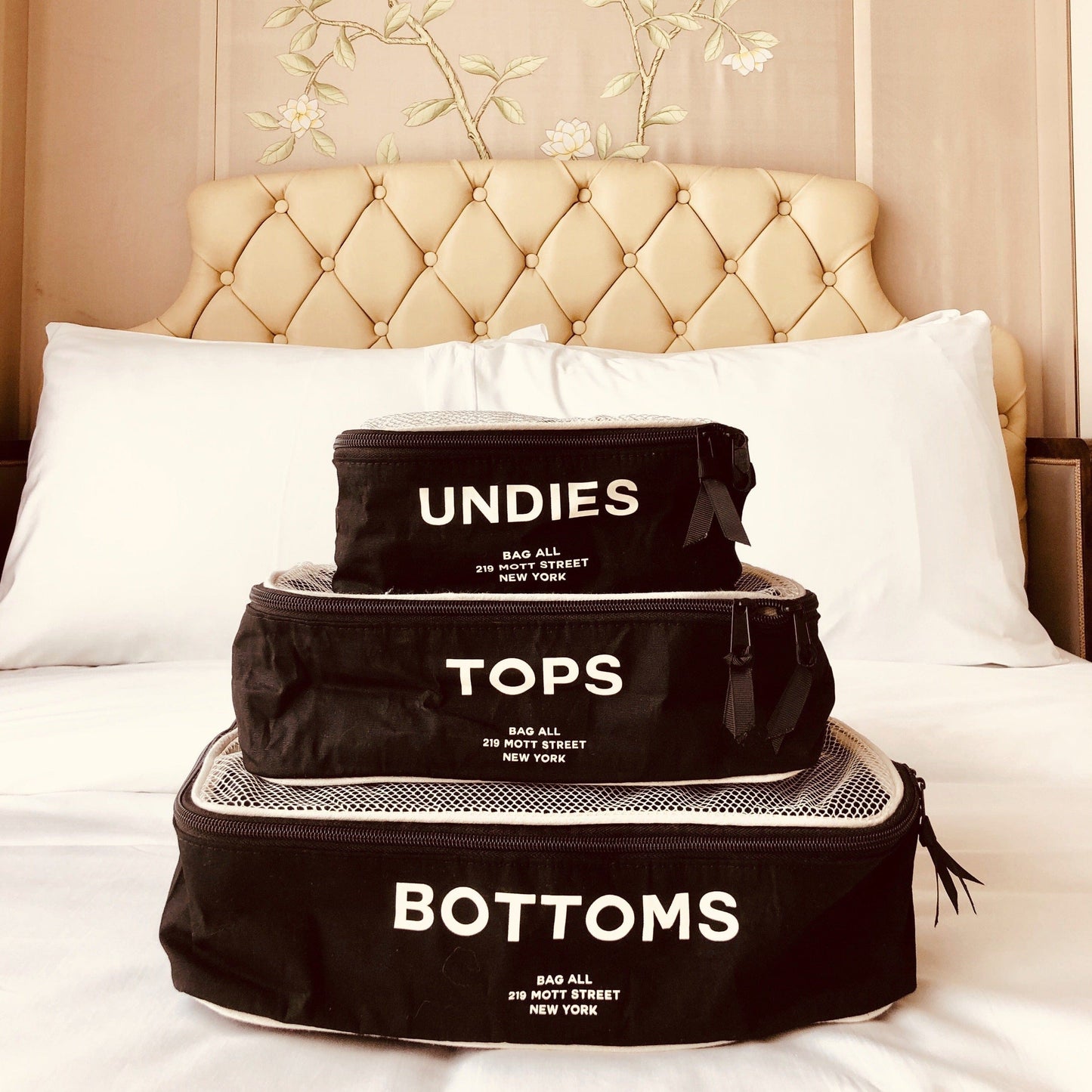 Cotton Packing Cubes, Print, 3-pack Black - Concordia Style Boutique