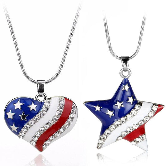 American Flag Heart & Star Necklace - Concordia Style Boutique