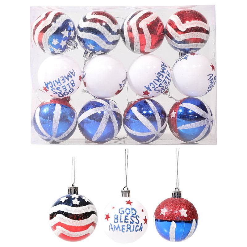 American Independence Day Christmas Plastic Balls - Christmas Tree Decoration - Hand drawn Ball Set - Concordia Style Boutique