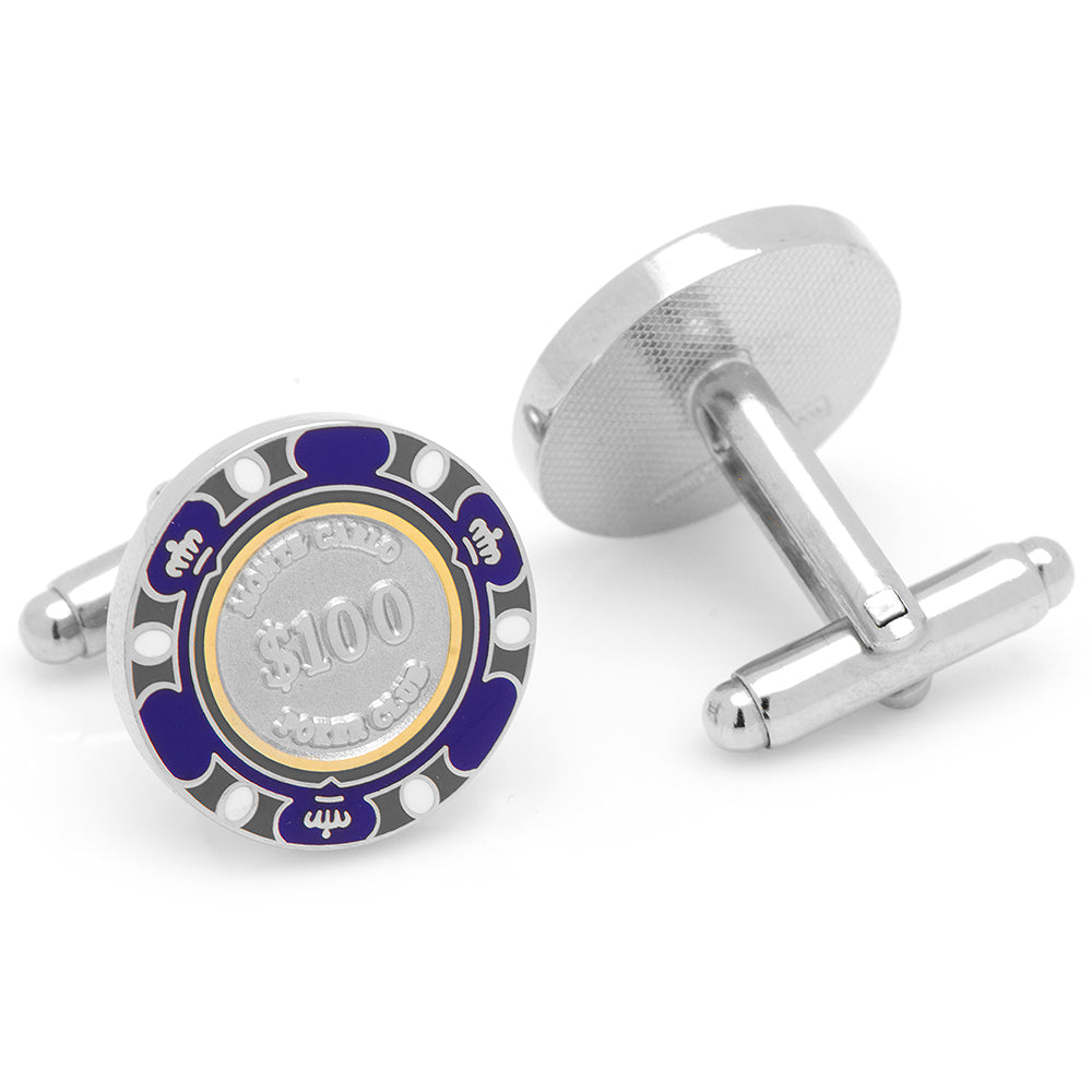 $100 Purple Poker Chip Cufflinks - Concordia Style Boutique
