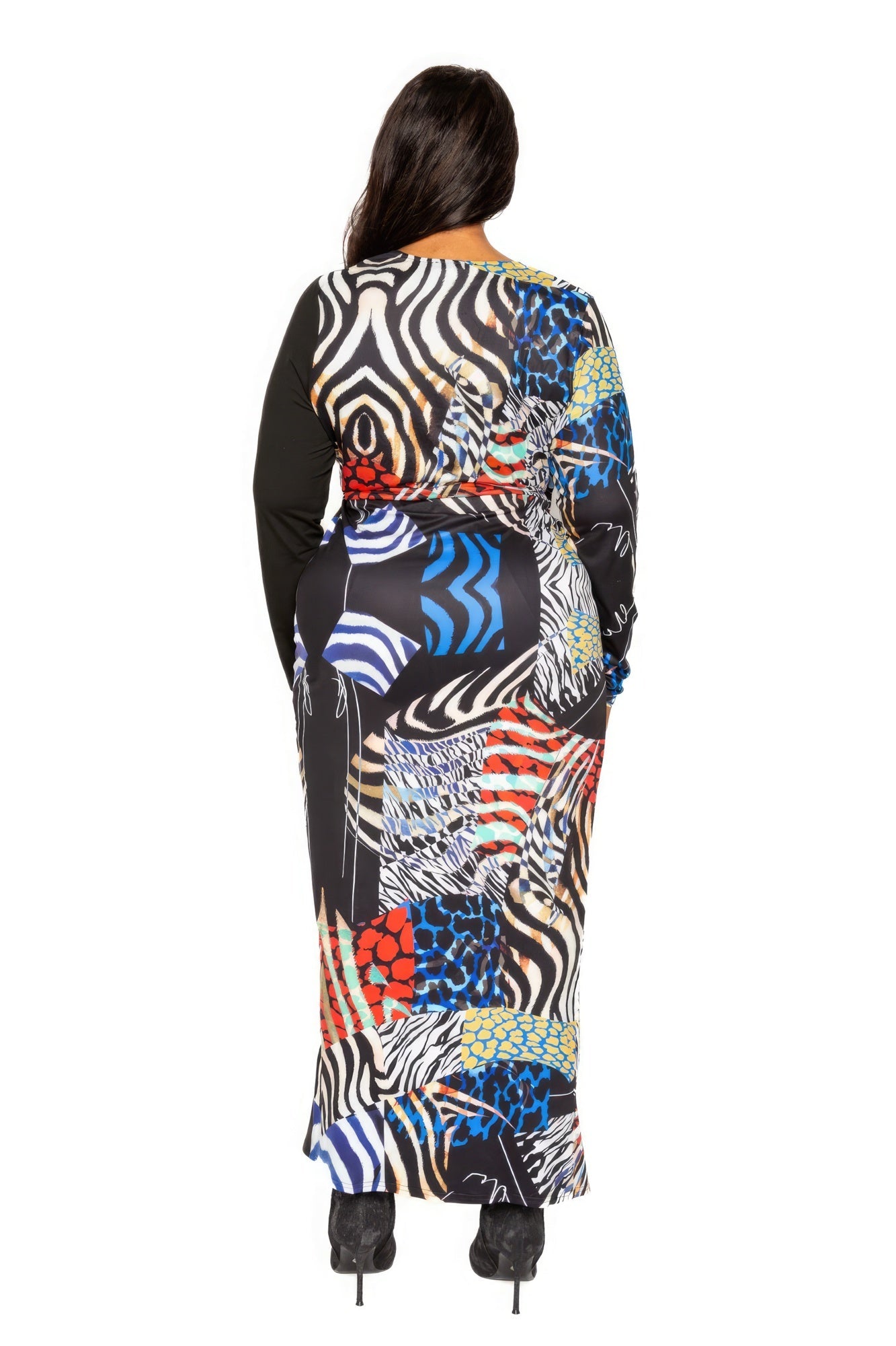 Animal Print Splice Dress With High-low Hem - Concordia Style Boutique