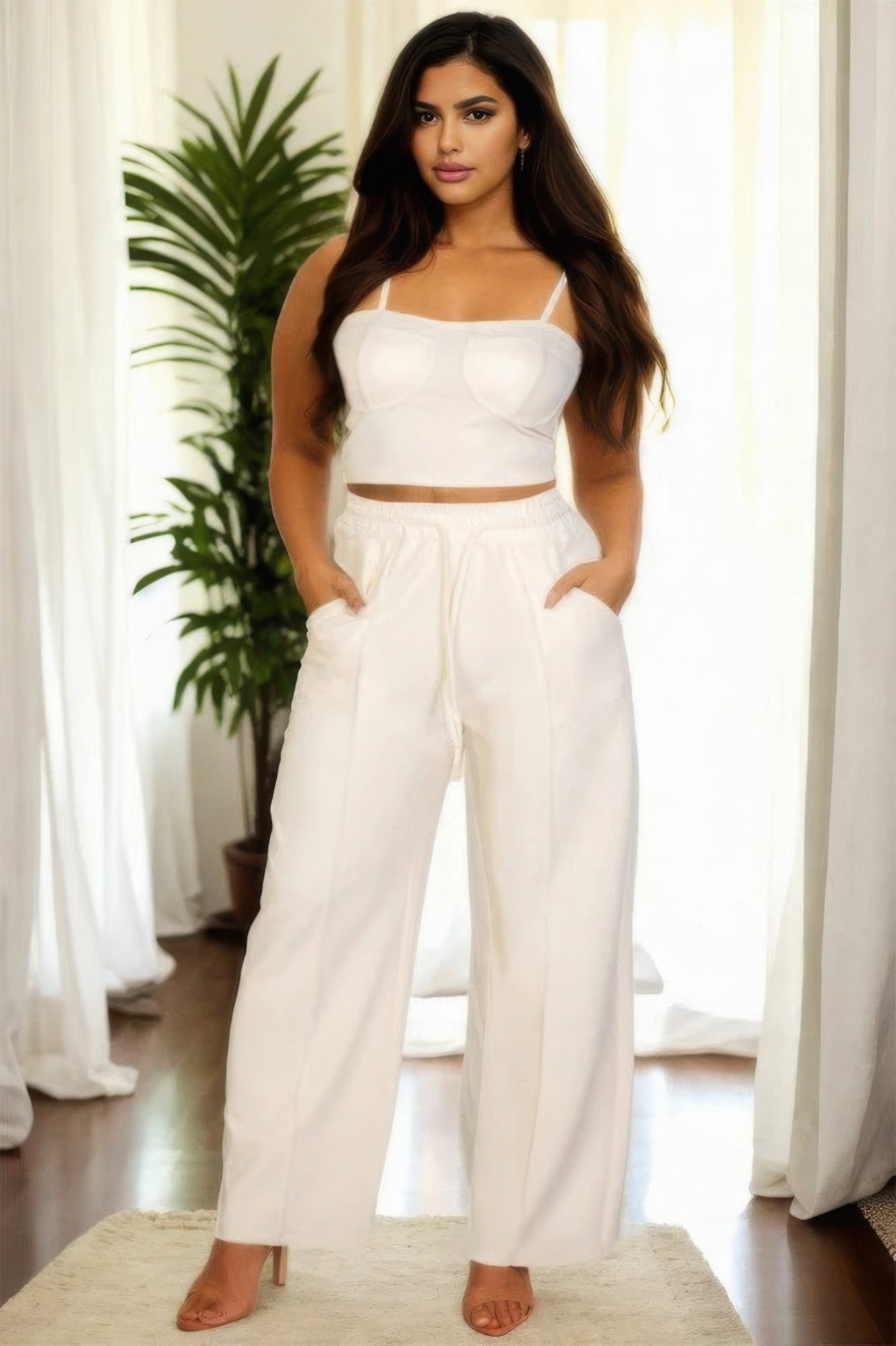 Bustier Crop Cami Top & Slant Pocket Straight Pants - Concordia Style Boutique