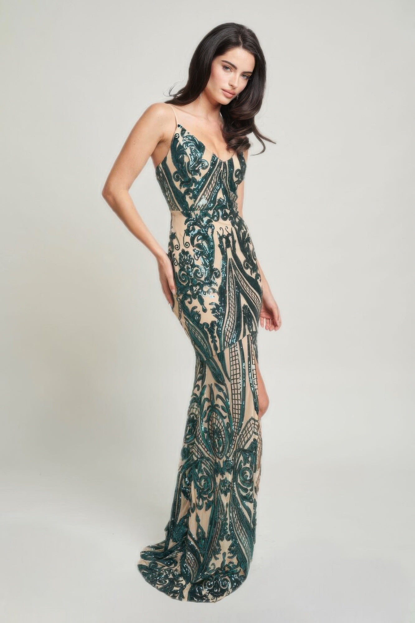 Art Deco Sequins Maxi Dress - Concordia Style Boutique