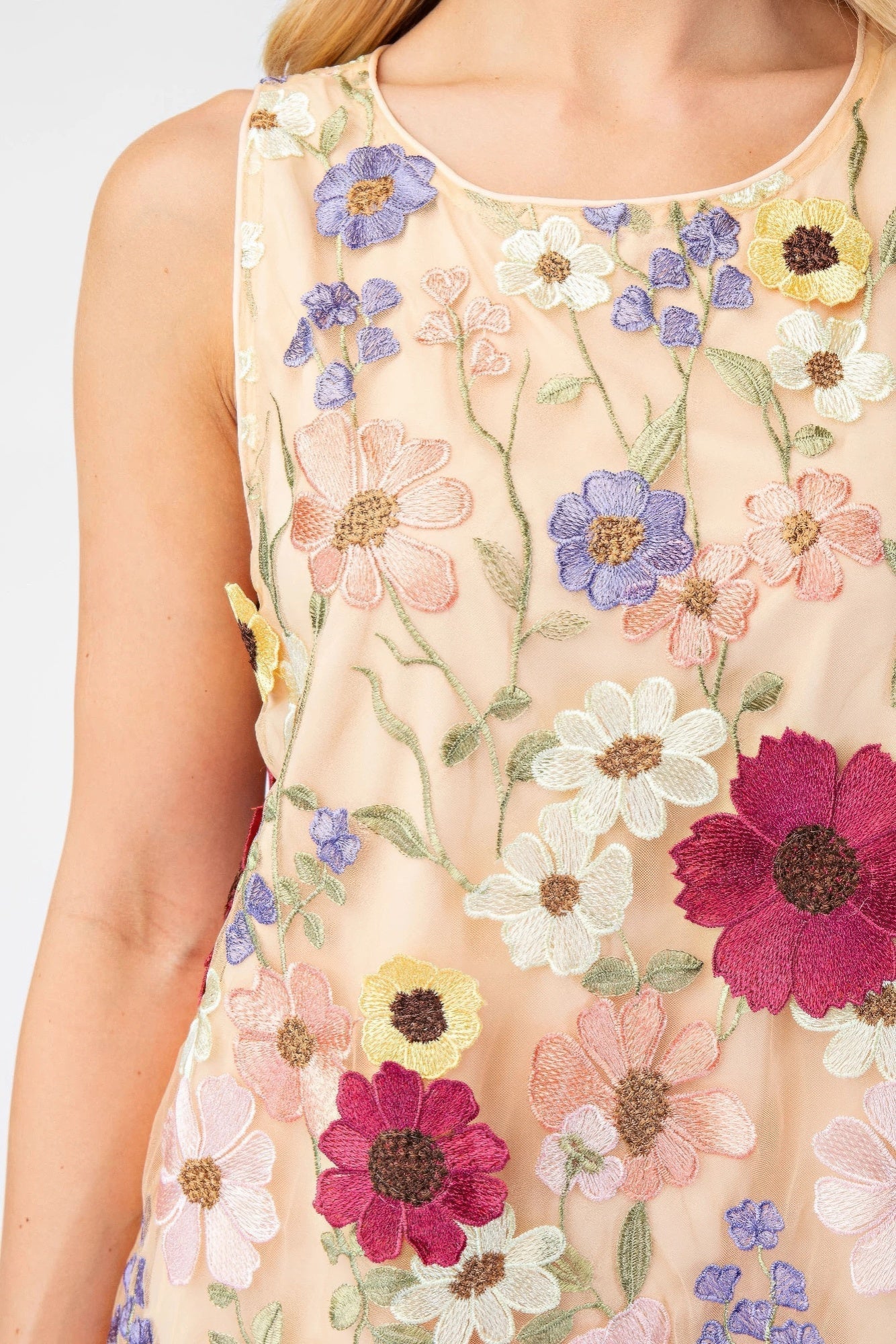 3d Floral Embroidered Sleeveless Mini Dress - Premium Apparel & Accessories from OyeraCharisma - Just $64.50! Shop now at Concordia Style Boutique