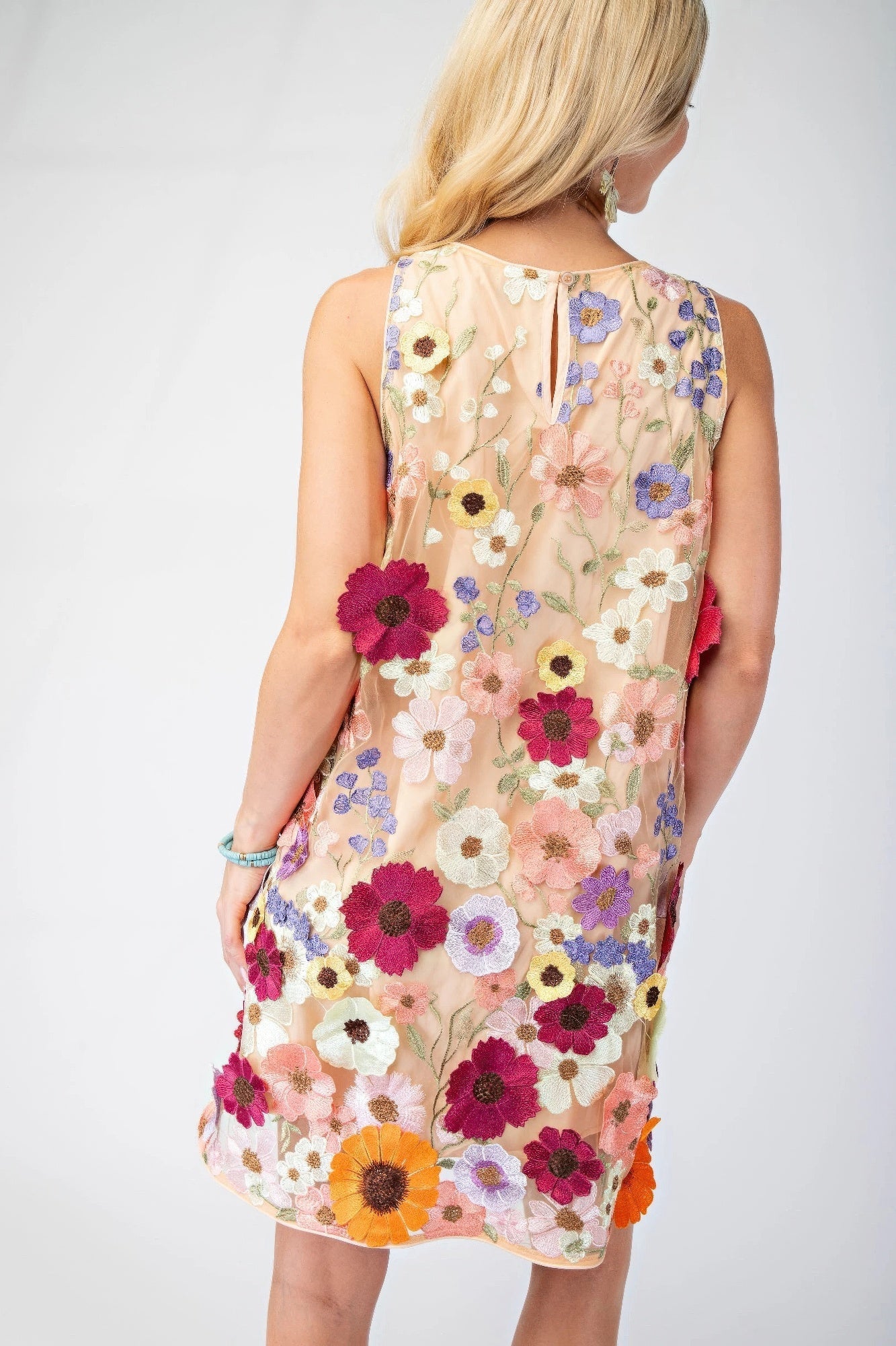 3d Floral Embroidered Sleeveless Mini Dress - Concordia Style Boutique
