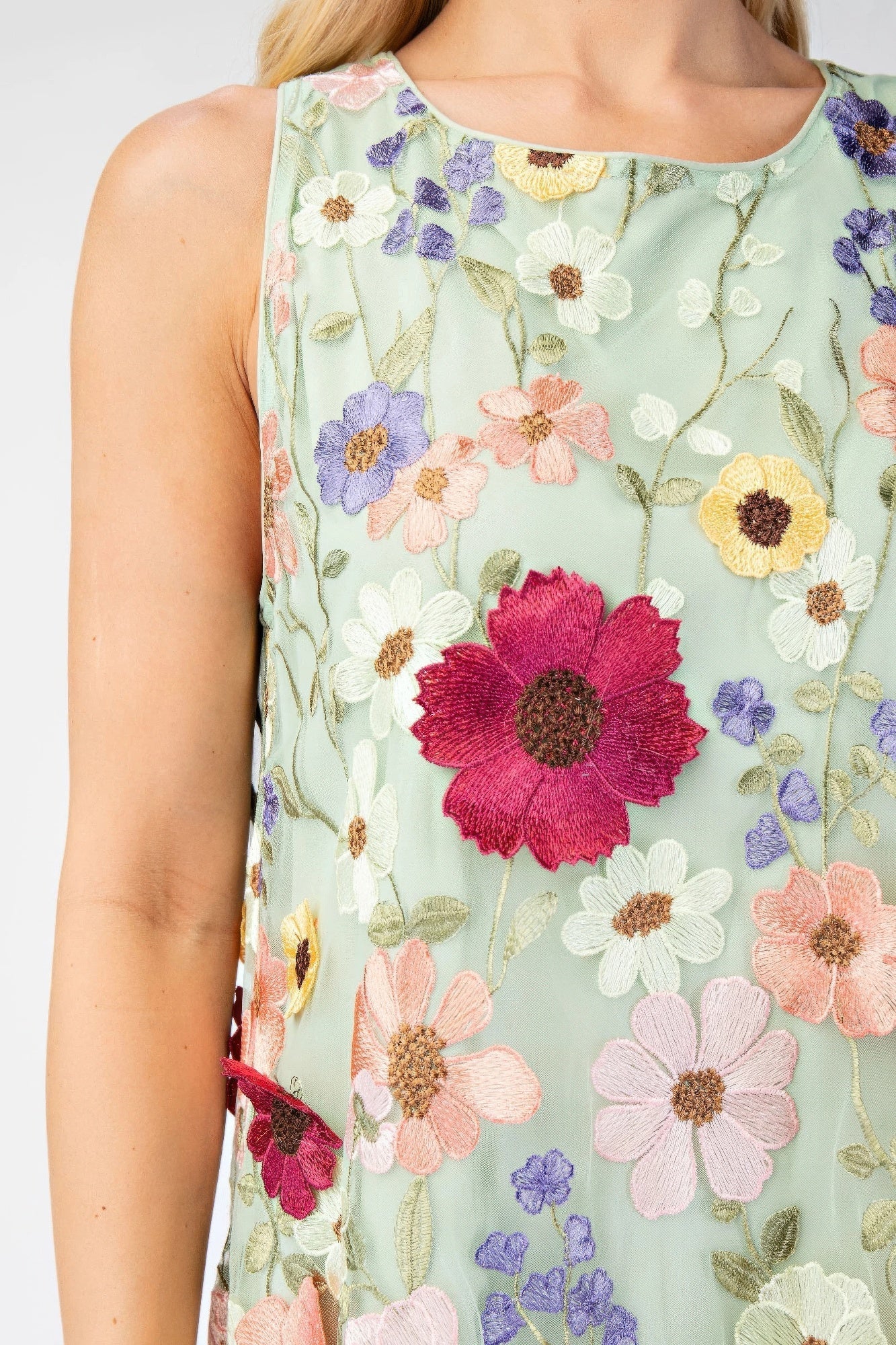 3d Floral Embroidered Sleeveless Mini Dress - Premium Apparel & Accessories from OyeraCharisma - Just $64.50! Shop now at Concordia Style Boutique