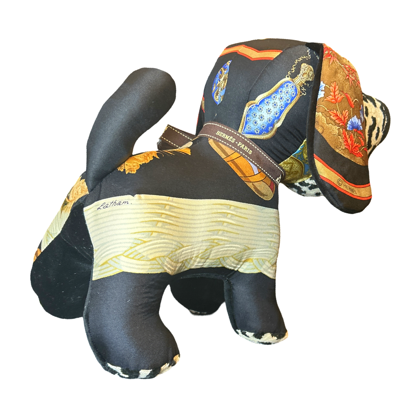 Couvee d'Hermes Vintage Silk Scarf Patchwork Puppy
