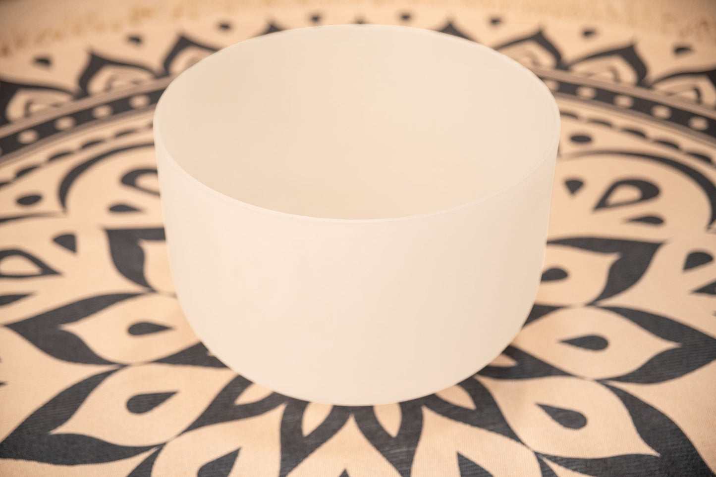 14" White-Frosted Crystal Singing Bowl, Note G3, Throat Chakra