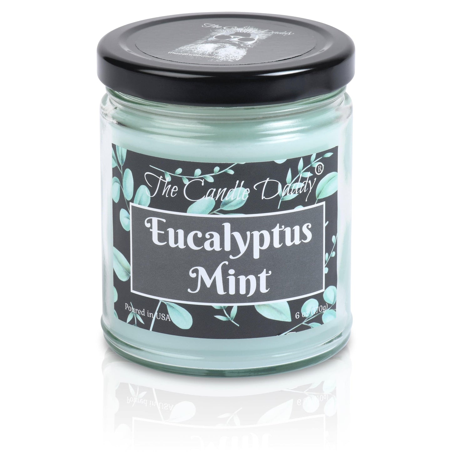 Eucalyptus Mint - Fresh Mint and Eucalyptus Scented - 6 Oz Jar Candle - 40 Hour Burn