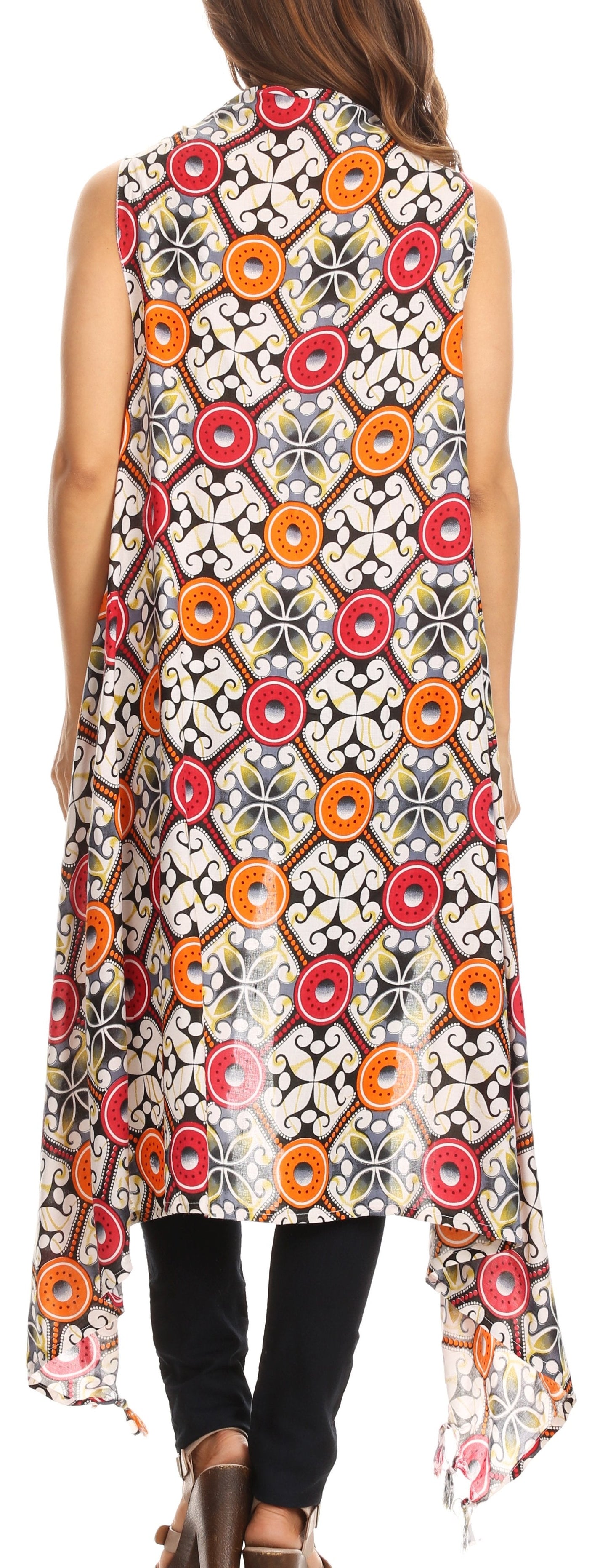 Sakkas Hatice Light Colorful Poncho Wrap Cardigan Top with African Ankara Print - Concordia Style Boutique