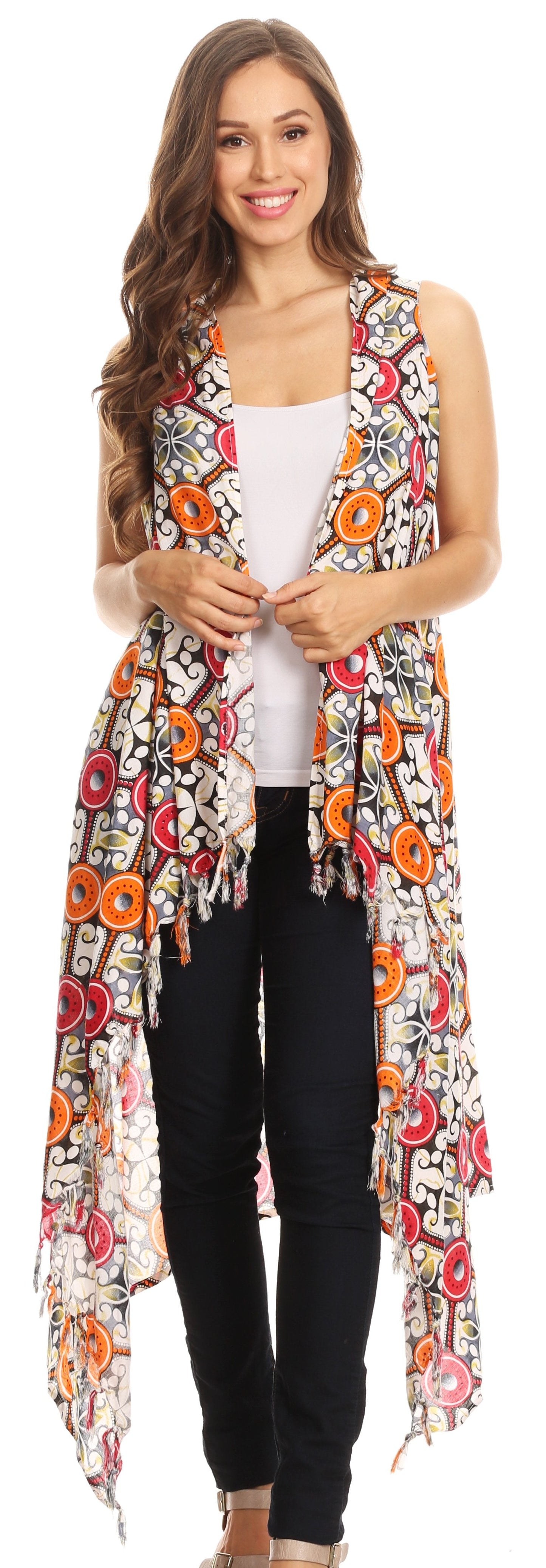 Sakkas Hatice Light Colorful Poncho Wrap Cardigan Top with African Ankara Print - Concordia Style Boutique