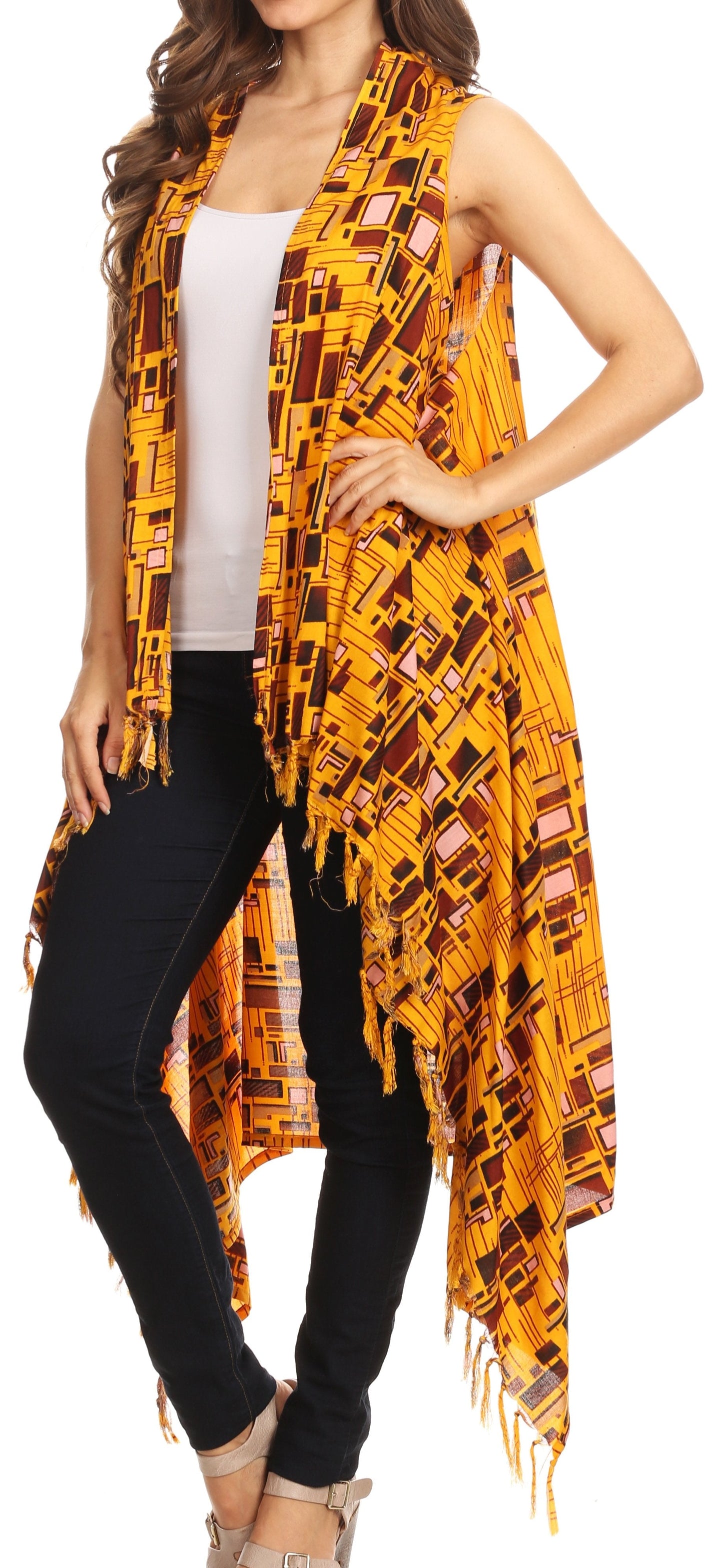 Sakkas Hatice Light Colorful Poncho Wrap Cardigan Top with African Ankara Print - Concordia Style Boutique
