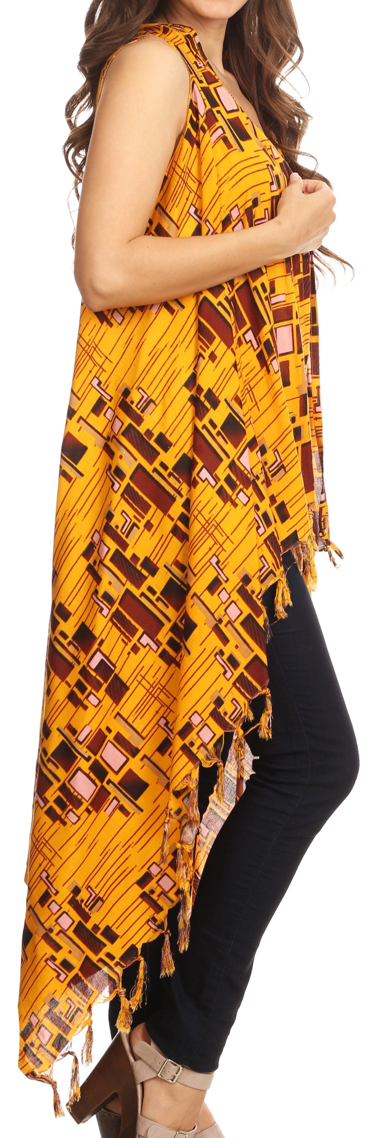 Sakkas Hatice Light Colorful Poncho Wrap Cardigan Top with African Ankara Print - Concordia Style Boutique
