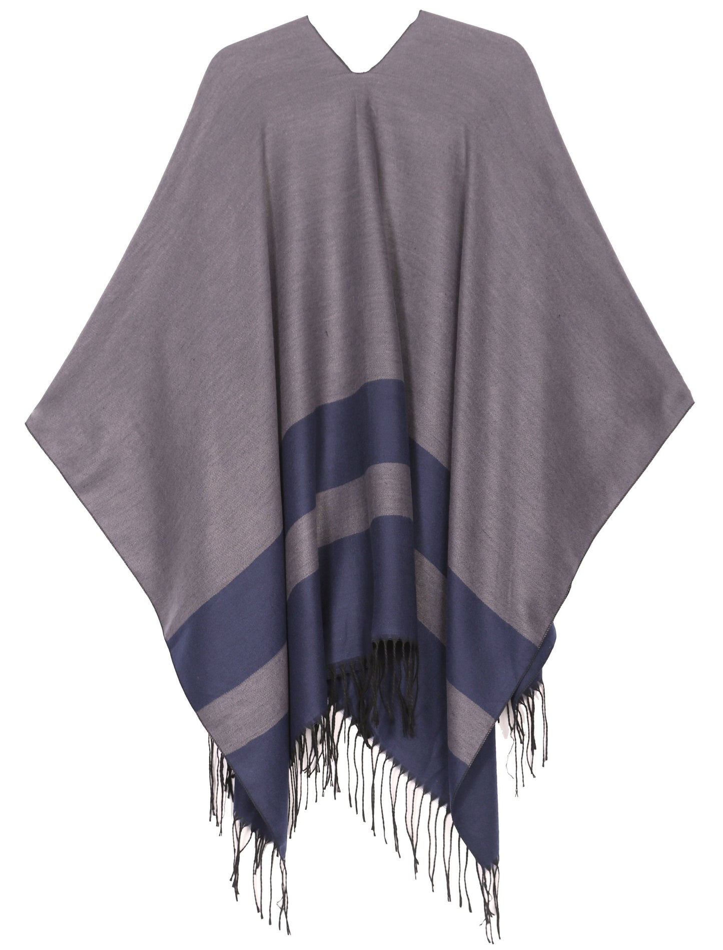Sakkas Avi Women's Reversible Open Front Poncho Cardigan Ruana Cape Shawl W/Fringe - Concordia Style Boutique