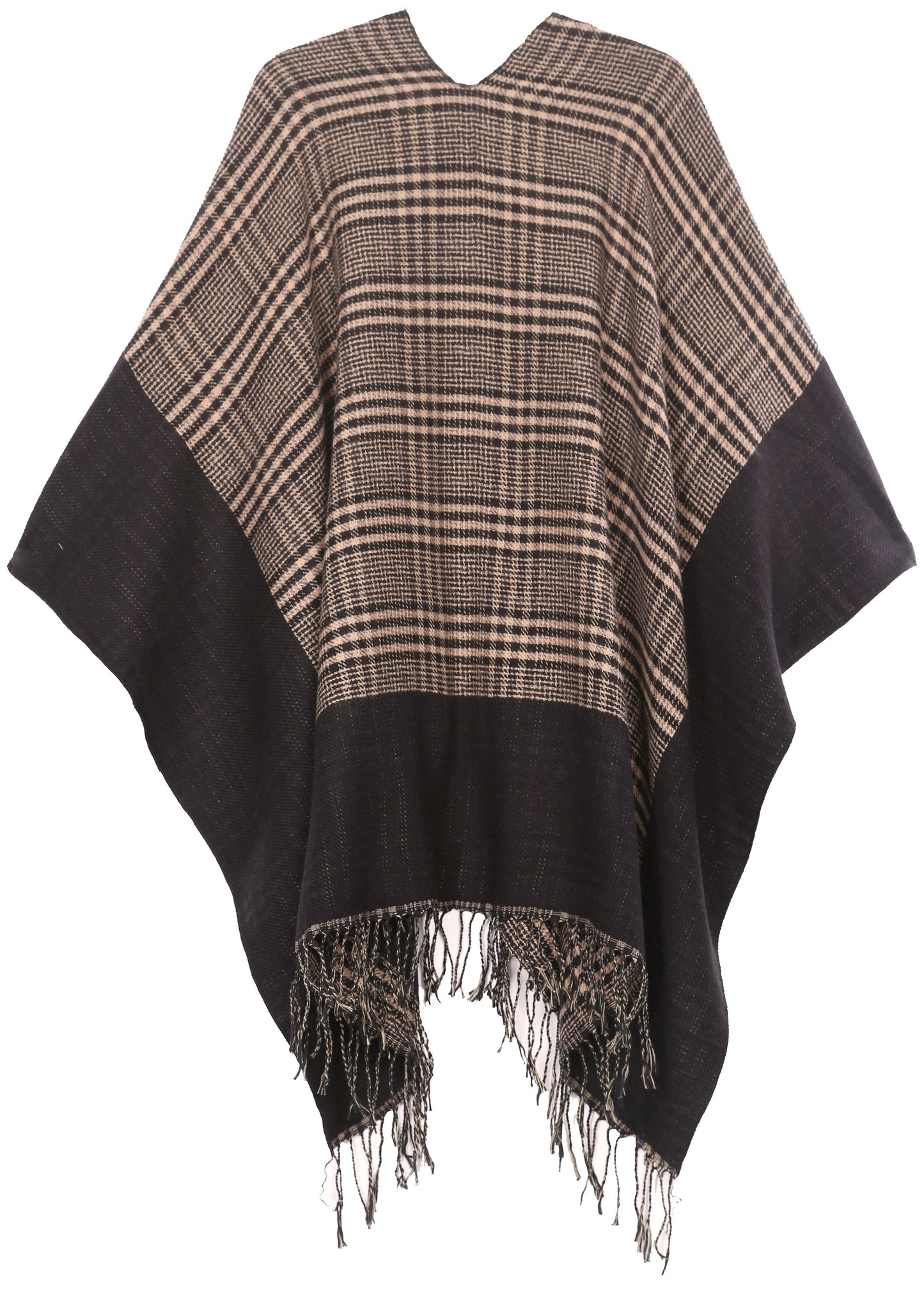 Sakkas Avi Women's Reversible Open Front Poncho Cardigan Ruana Cape Shawl W/Fringe - Concordia Style Boutique