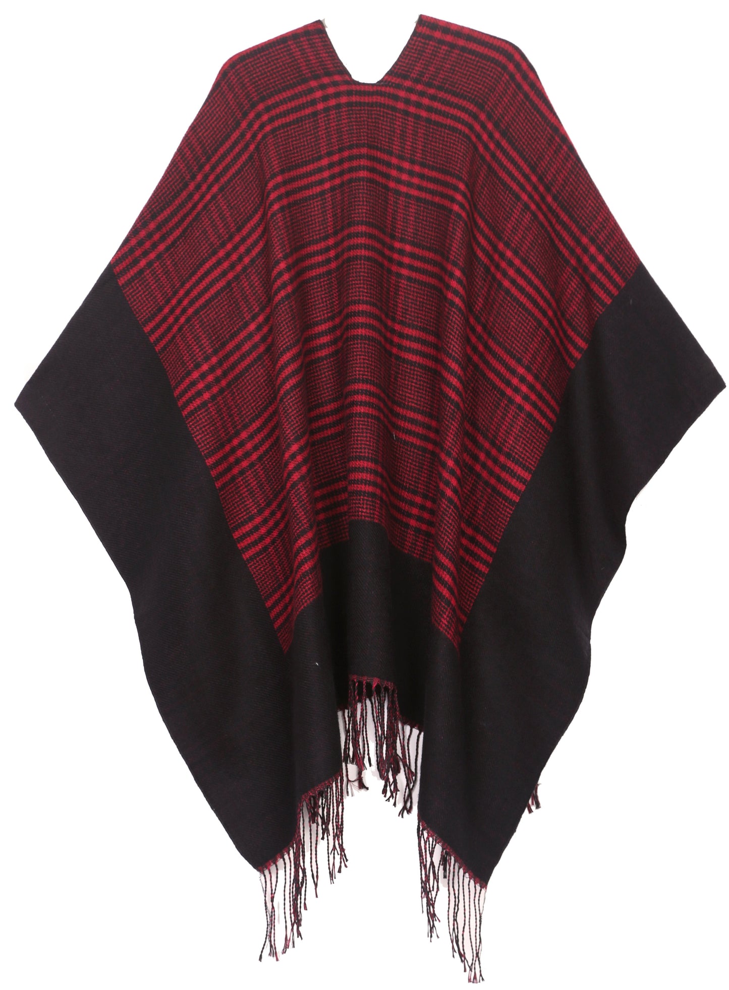 Sakkas Avi Women's Reversible Open Front Poncho Cardigan Ruana Cape Shawl W/Fringe - Concordia Style Boutique