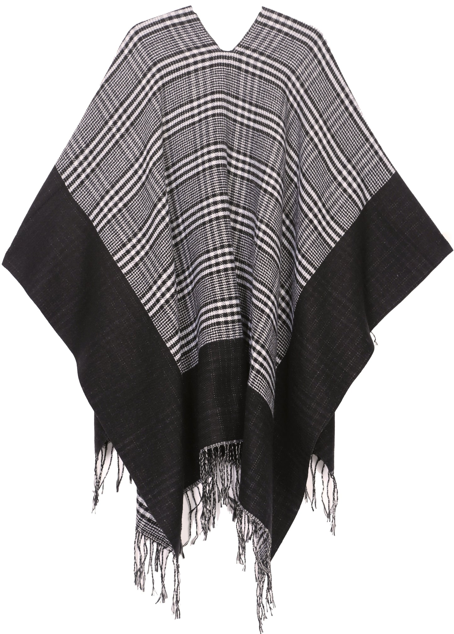 Sakkas Avi Women's Reversible Open Front Poncho Cardigan Ruana Cape Shawl W/Fringe - Concordia Style Boutique