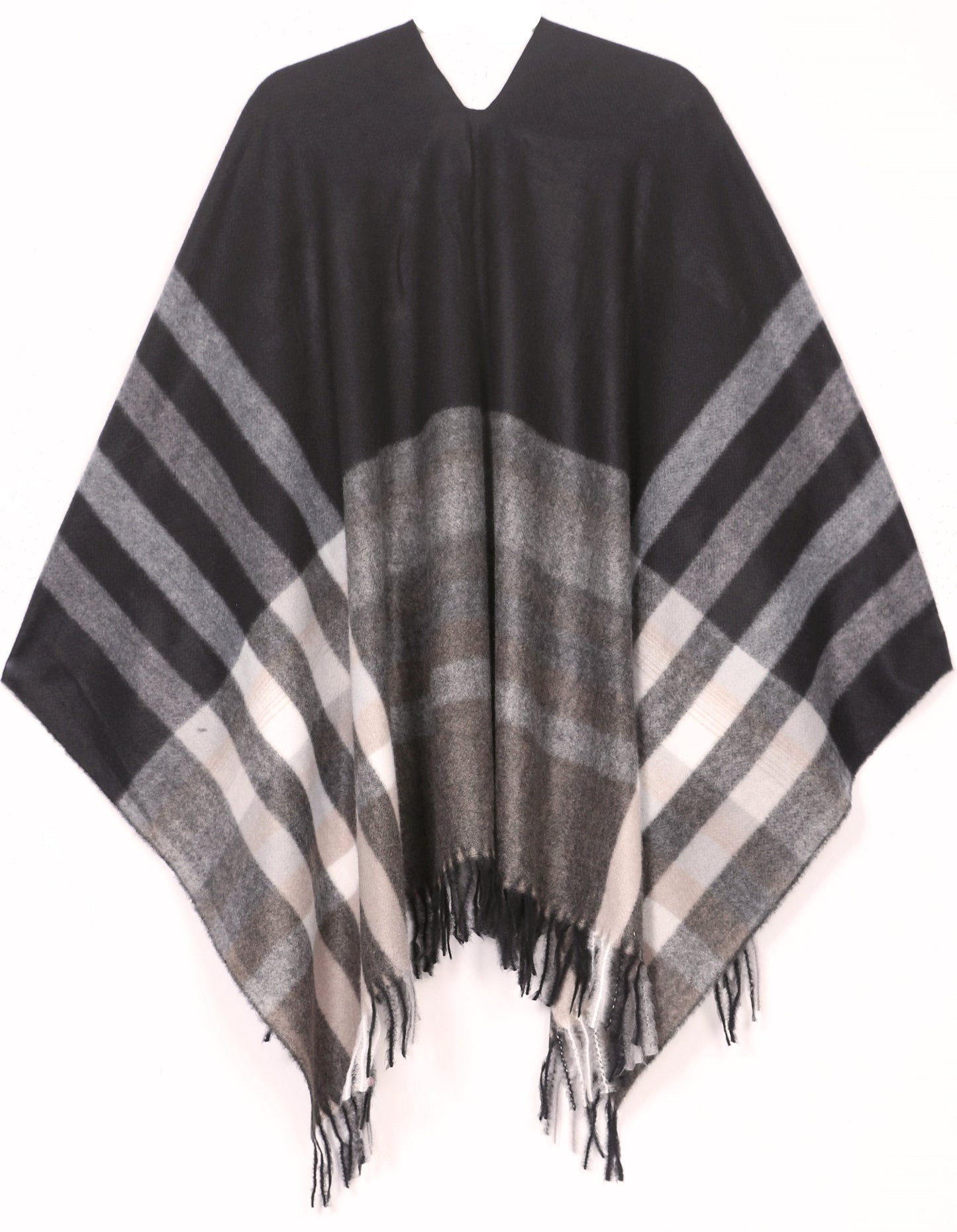 Sakkas Avi Women's Reversible Open Front Poncho Cardigan Ruana Cape Shawl W/Fringe - Concordia Style Boutique
