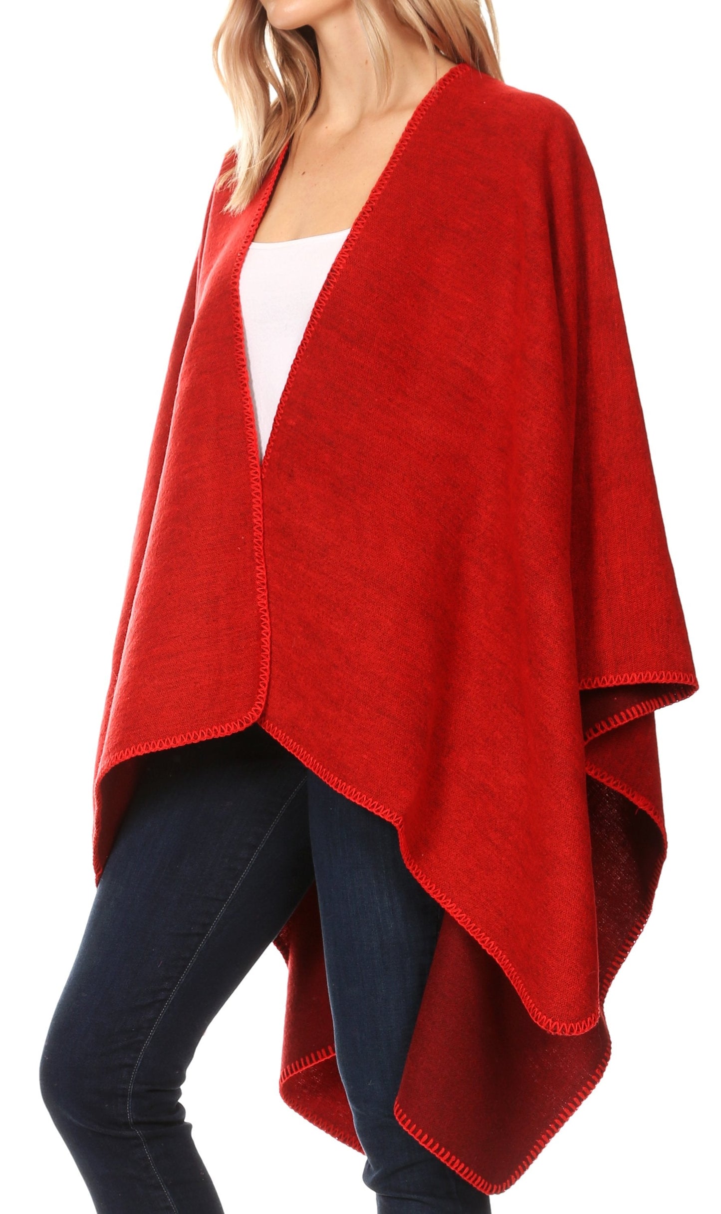 Sakkas Mari Women's Reversible Large Poncho Shawl Wrap Scarf Cape Ruana Blanket - Concordia Style Boutique