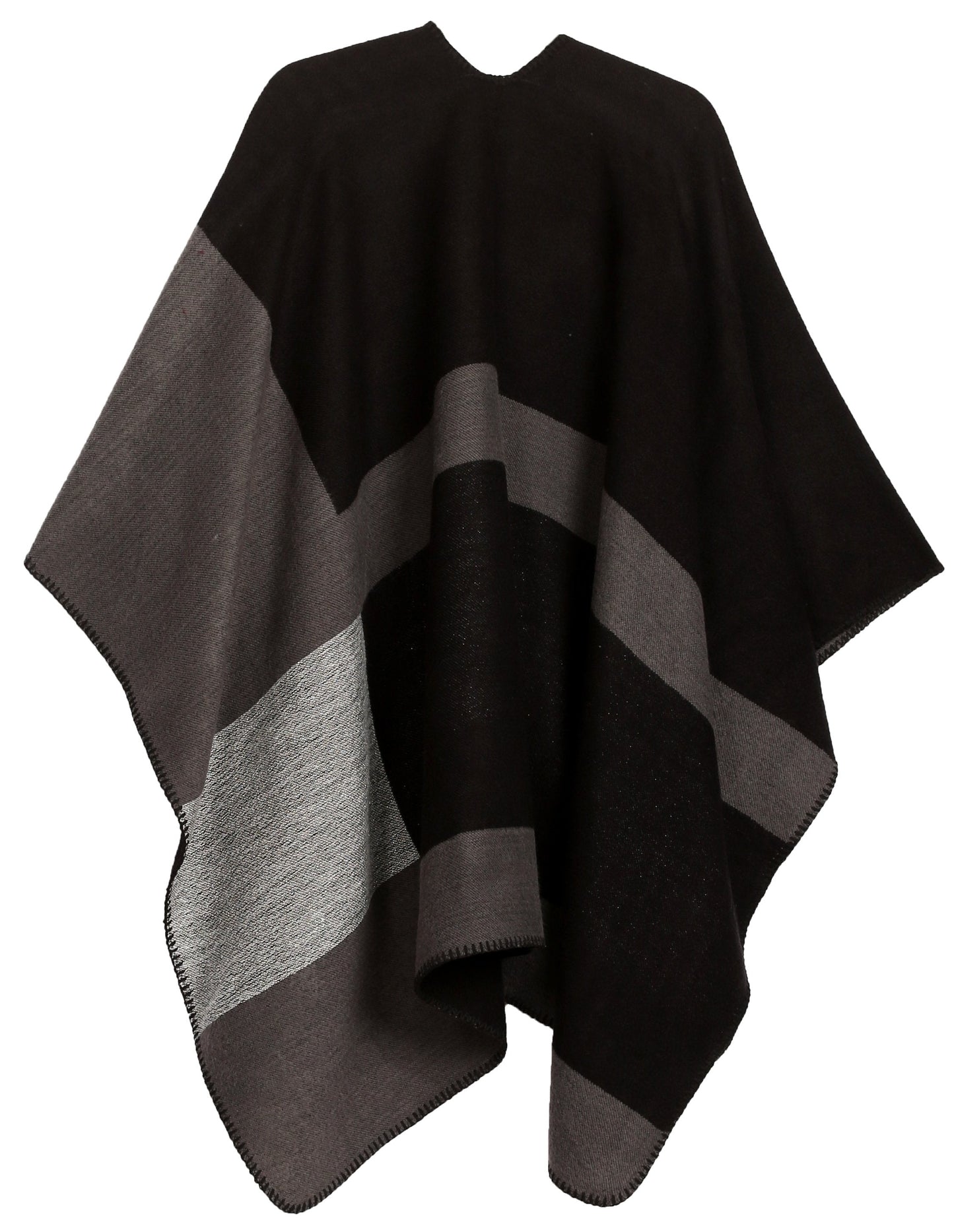 Sakkas Mari Women's Reversible Large Poncho Shawl Wrap Scarf Cape Ruana Blanket - Concordia Style Boutique