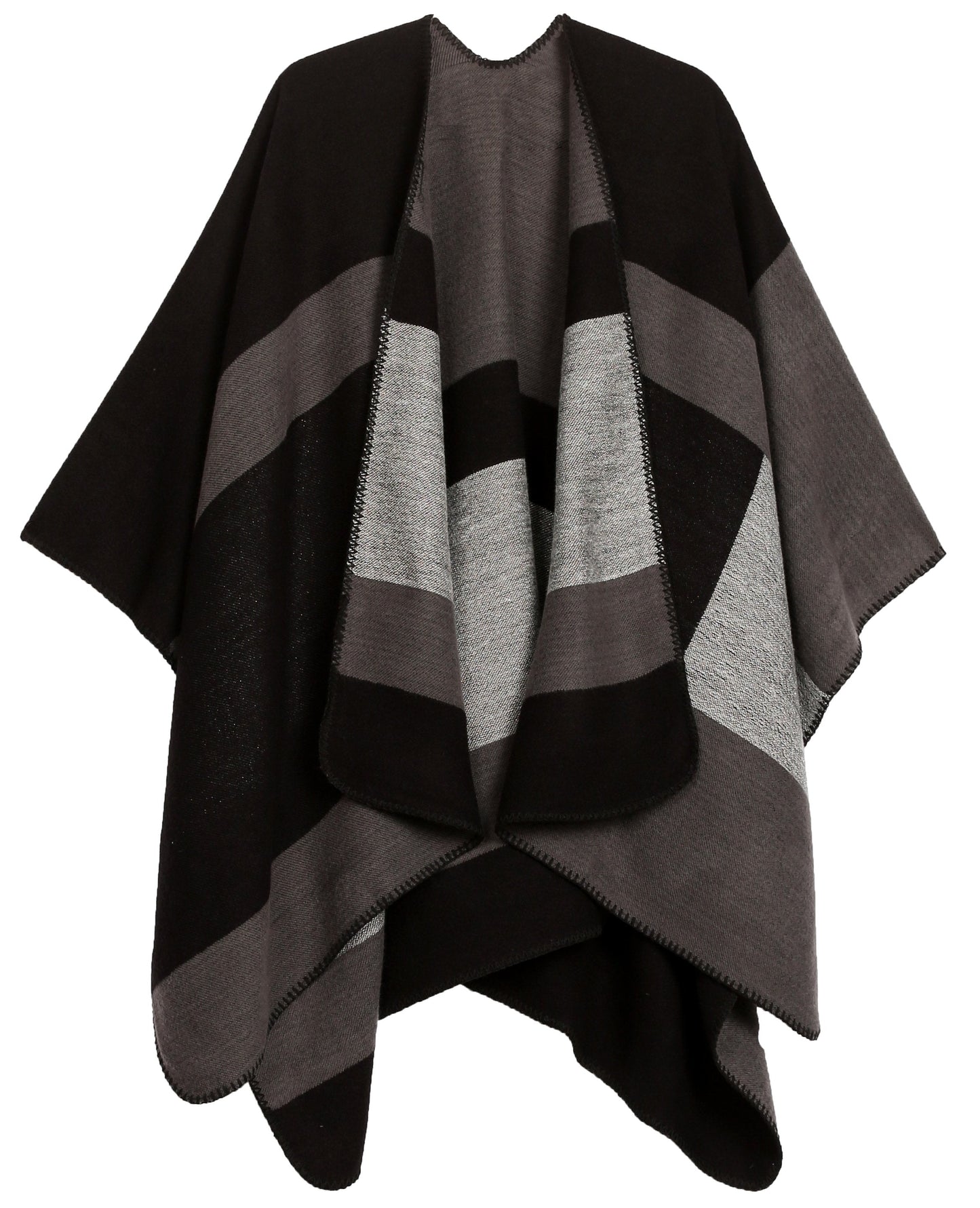 Sakkas Mari Women's Reversible Large Poncho Shawl Wrap Scarf Cape Ruana Blanket - Concordia Style Boutique