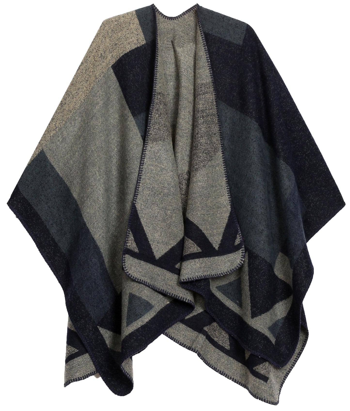 Sakkas Mari Women's Reversible Large Poncho Shawl Wrap Scarf Cape Ruana Blanket - Concordia Style Boutique