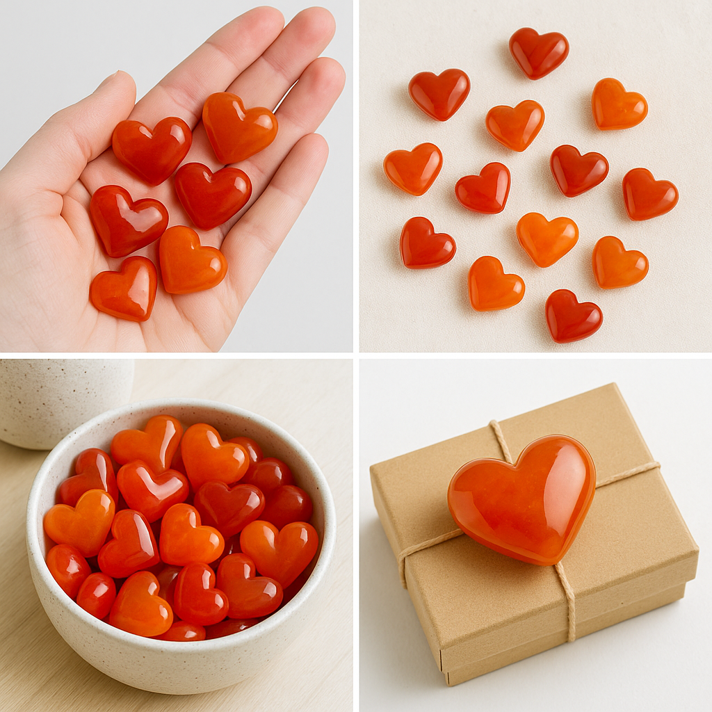 Carnelian Agate Mini Hearts – Sold by the Pound