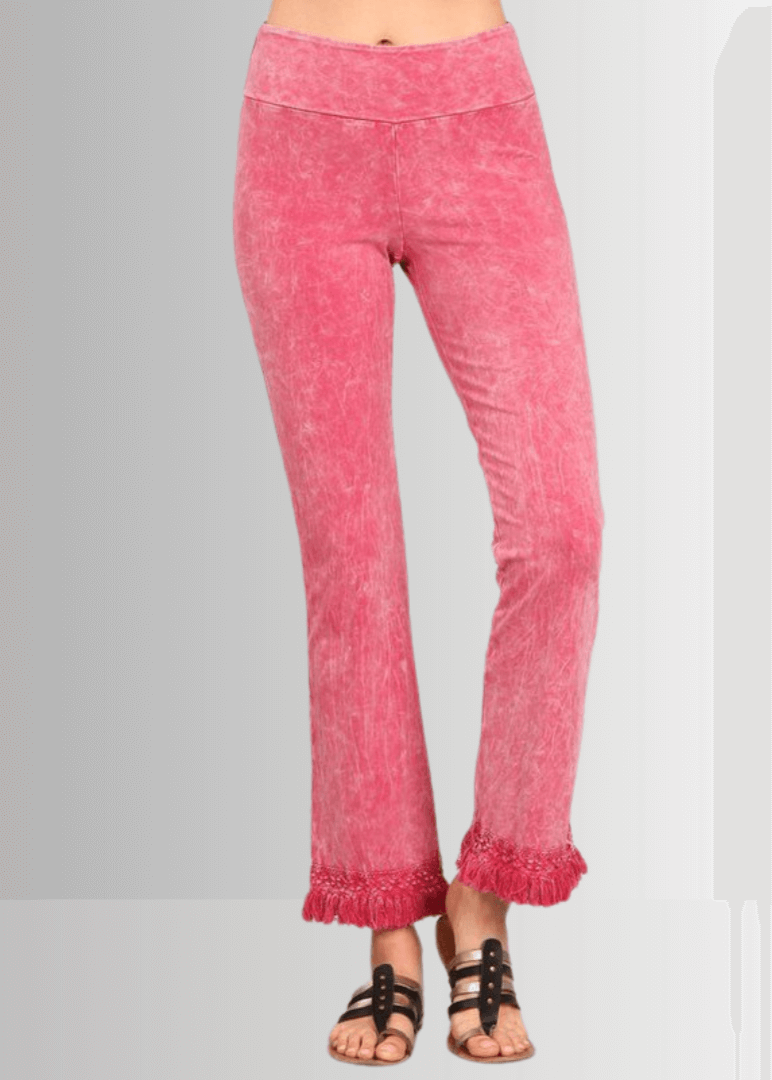 Mineral Washed Crochet Fringe Hem Pants - Concordia Style Boutique