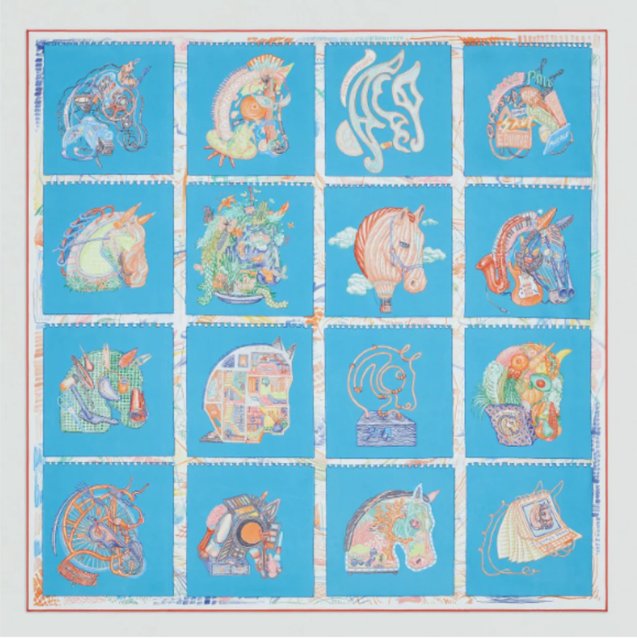 Chevaloscope Vintage Silk Scarf Grand Wristlet Bag