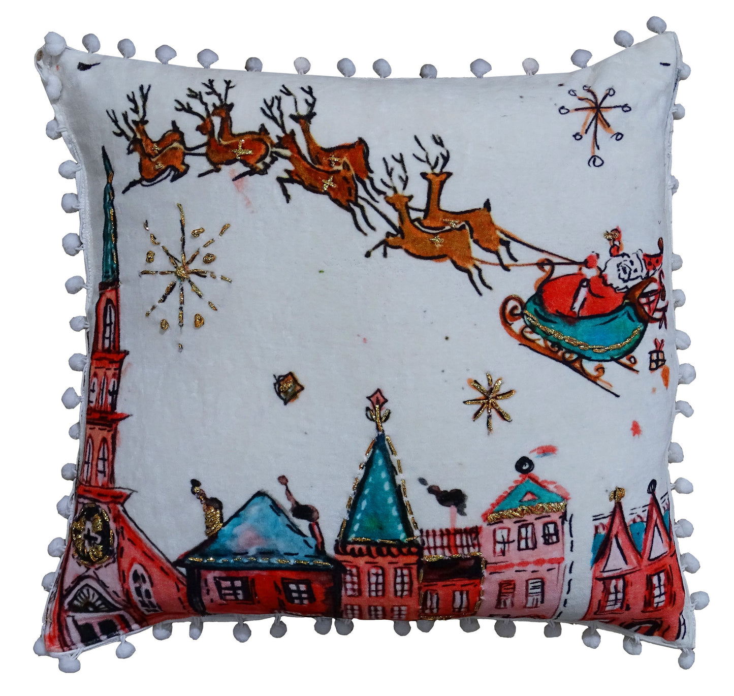 Santa Decorative Holiday Pillow (18"X18")