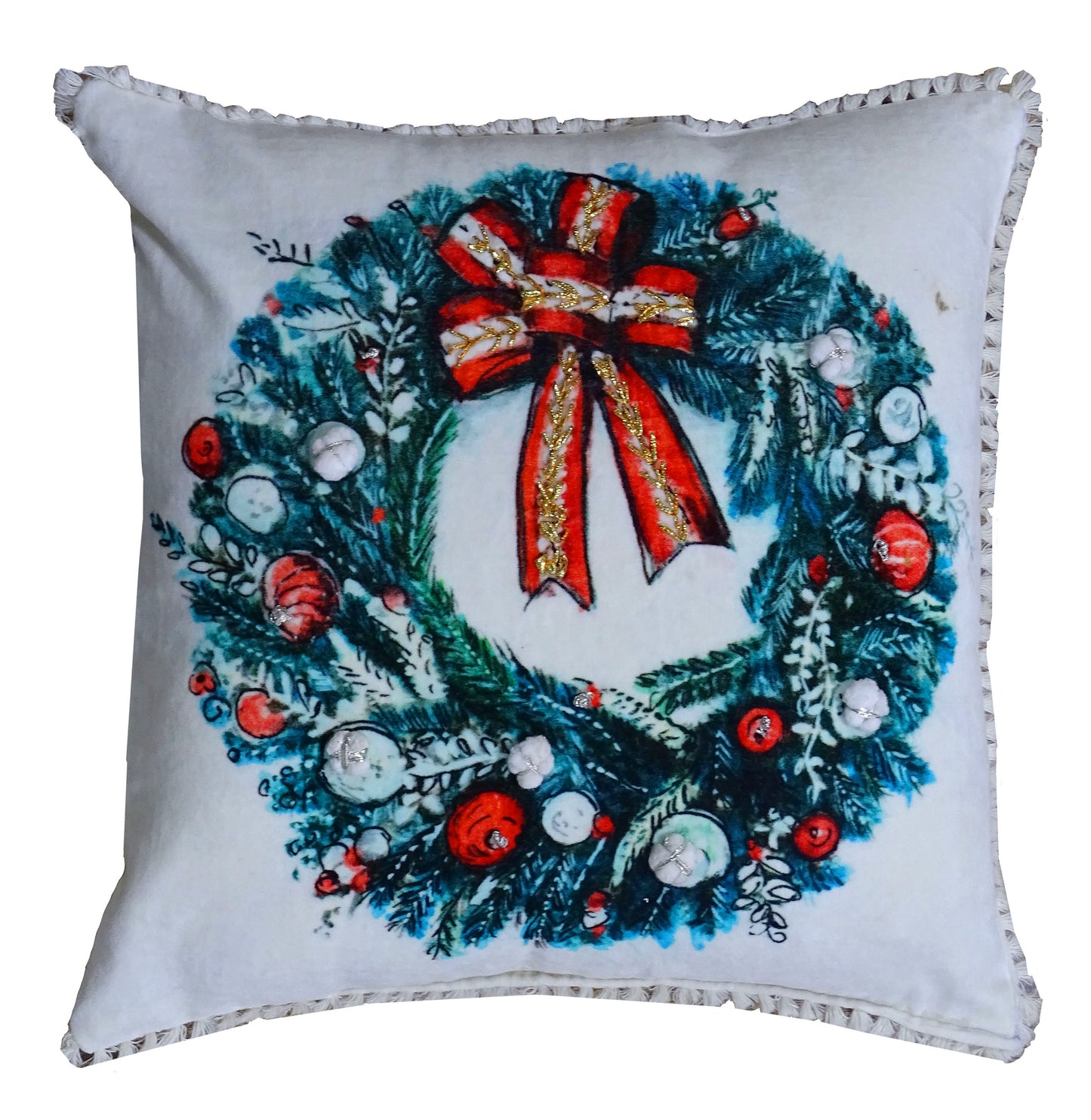 Christmas Wearth Holiday Decorative Pillow (18"x18")