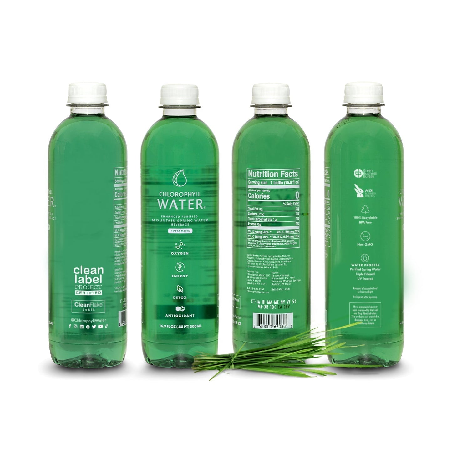 Chlorophyll Water - Purified Mountain Spring Water with Essential Vitamins