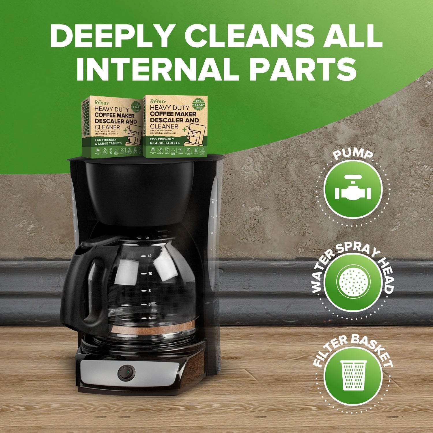 Coffee Maker Cleaner and Descaler Tablets, 12 Uses for Single Cup, Multi Cup, Coffee Pot Maker & Espresso Machines - Concordia Style Boutique