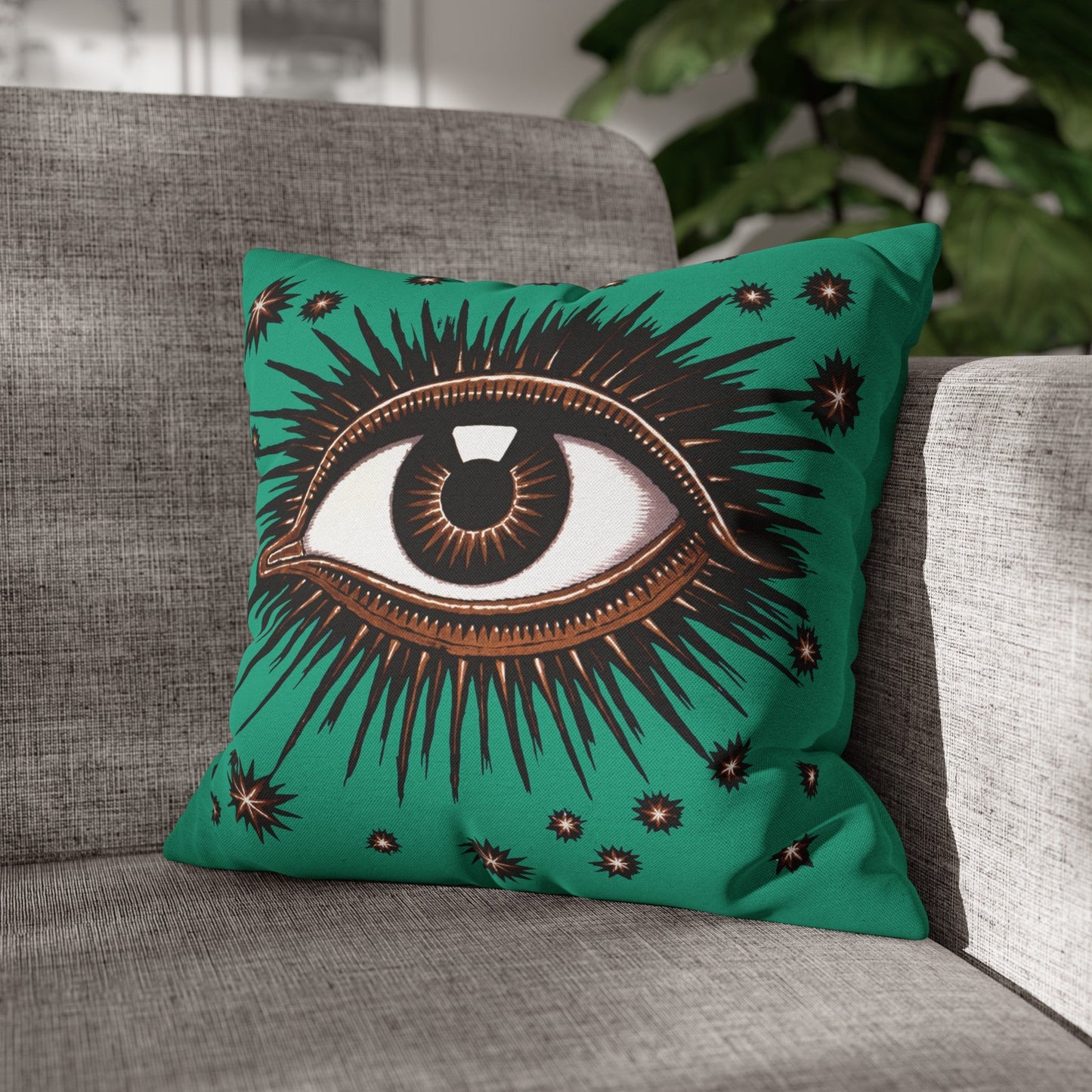 "All Seeing Eye" Throw Pillow (Teal)