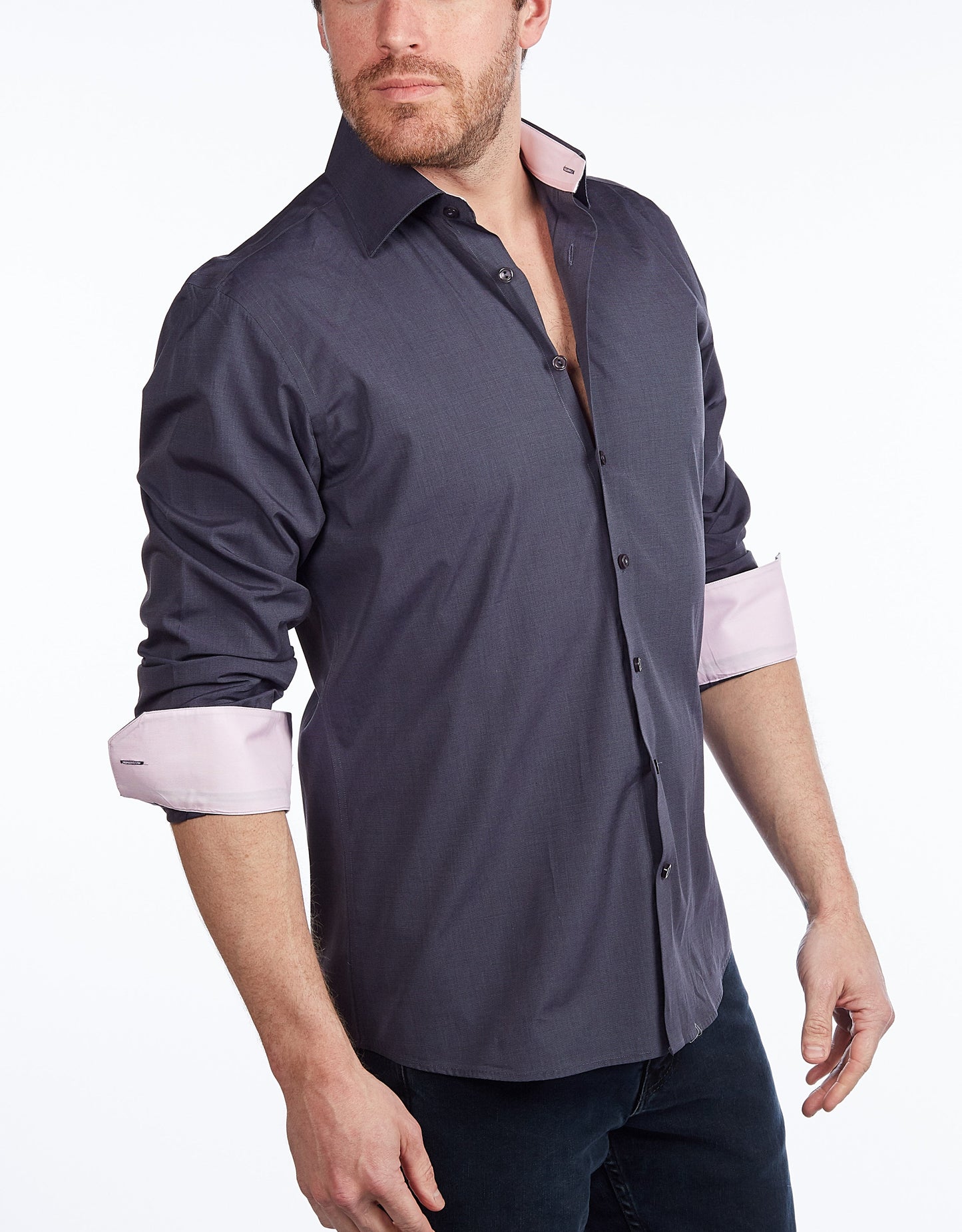 Contrast Collar Button-Up Shirt // - Contemporary Fit - contrast trimming - final sale