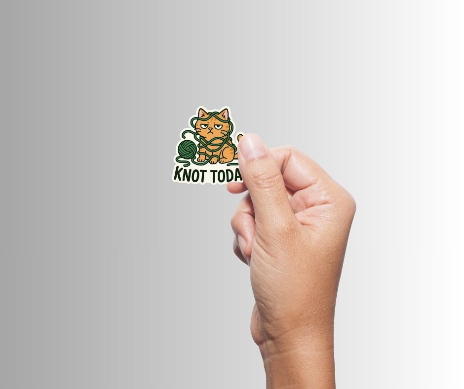 "Knot Today" Funny Sarcastic Cat Sticker