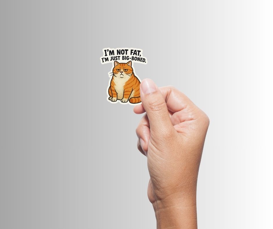 "I'm not fat, I'm just big-boned." Funny Cat Sticker