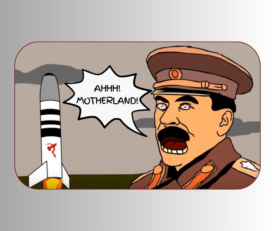 "Ahhhh! Motherland!" End of Ze World Sarcastic Sticker