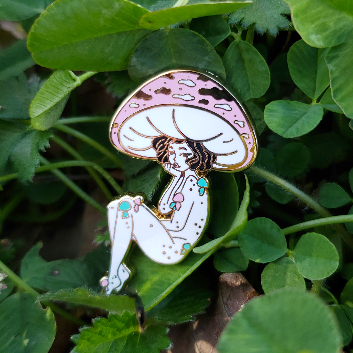 Cotton Candy Mushroom Girl - Hard Enamel Pin - Concordia Style Boutique