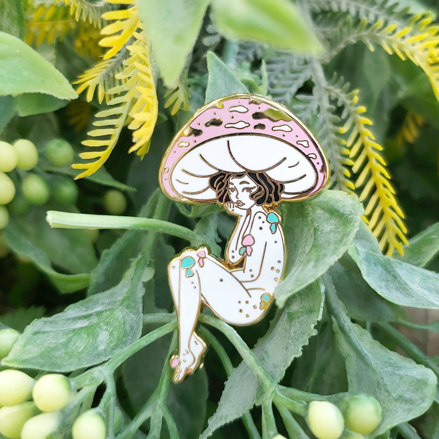 Cotton Candy Mushroom Girl - Hard Enamel Pin - Concordia Style Boutique
