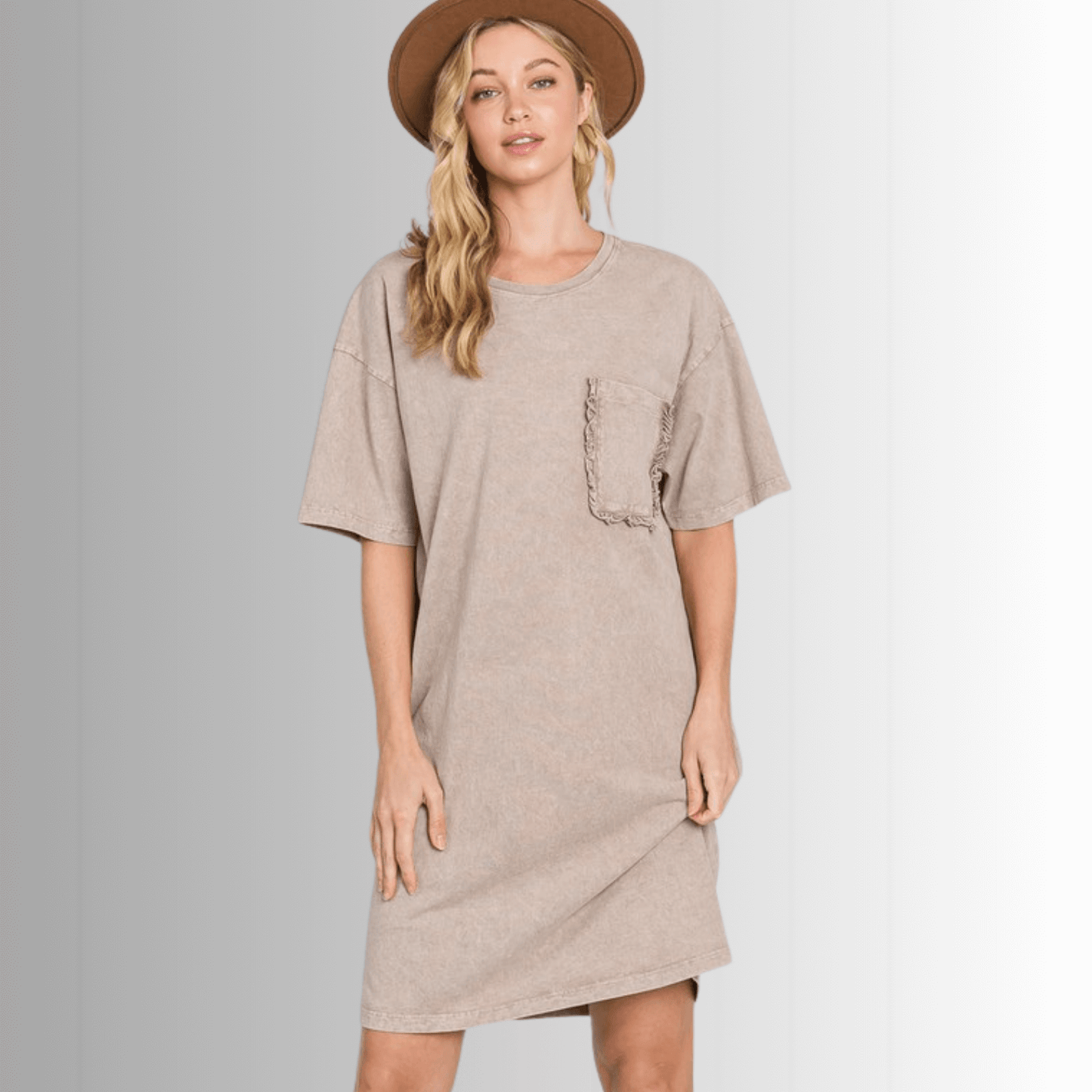 Charlee Mineral Washed Shirt Dress in Taupe - Concordia Style Boutique