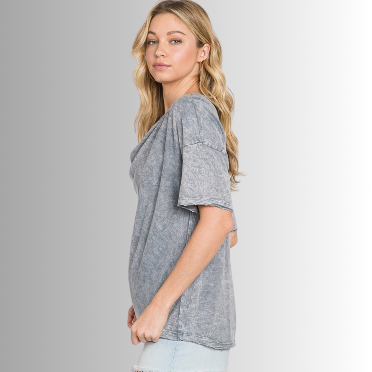 Julianne Cotton Cowl Neck Slub Tee - Concordia Style Boutique
