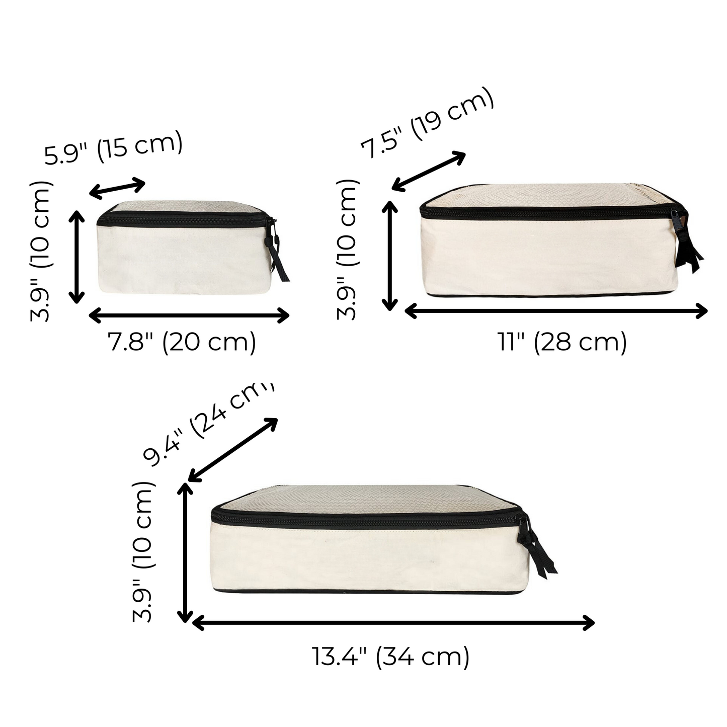 Cotton Packing Cubes, 3-pack Cream - Concordia Style Boutique