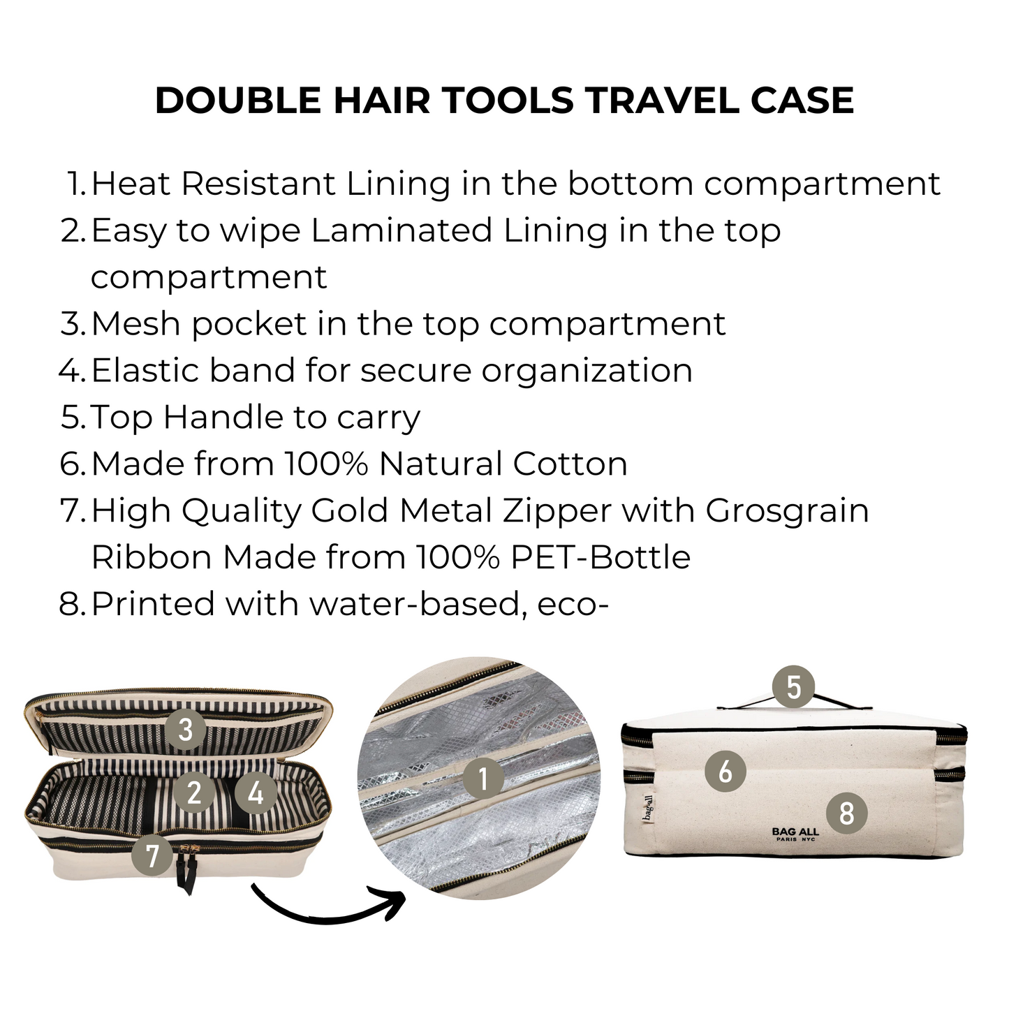 Double Hair Tools Travel Case, Cream - Concordia Style Boutique