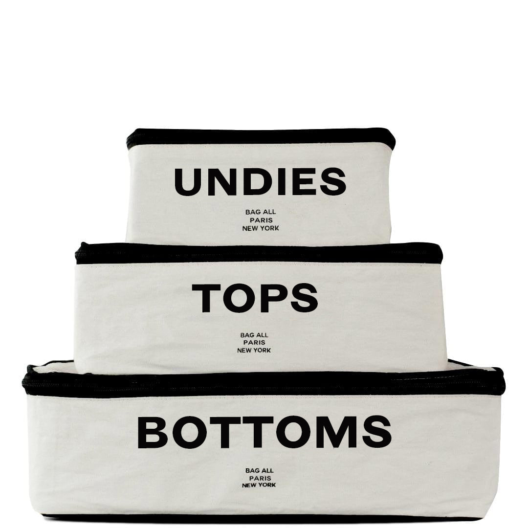 Cotton Packing Cubes, Print, 3-pack Cream - Concordia Style Boutique