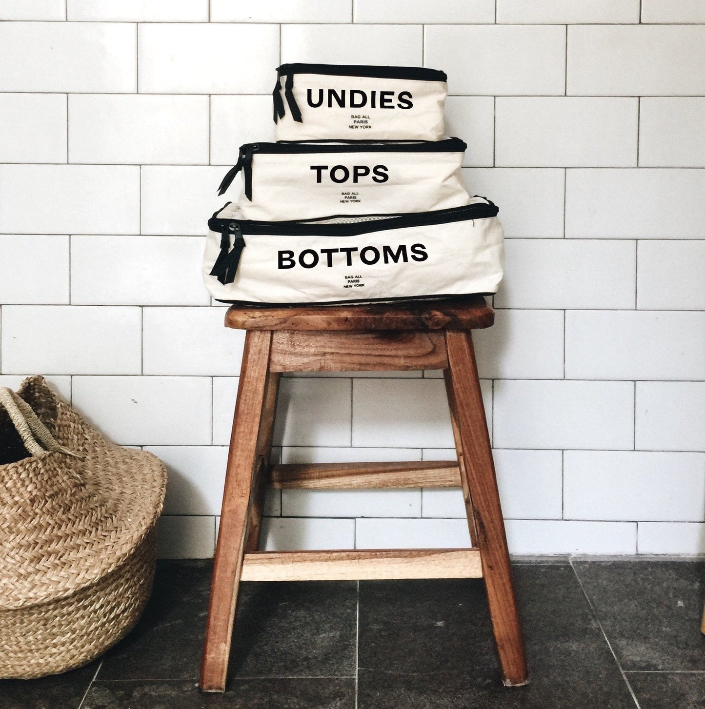 Cotton Packing Cubes, Print, 3-pack Cream - Concordia Style Boutique