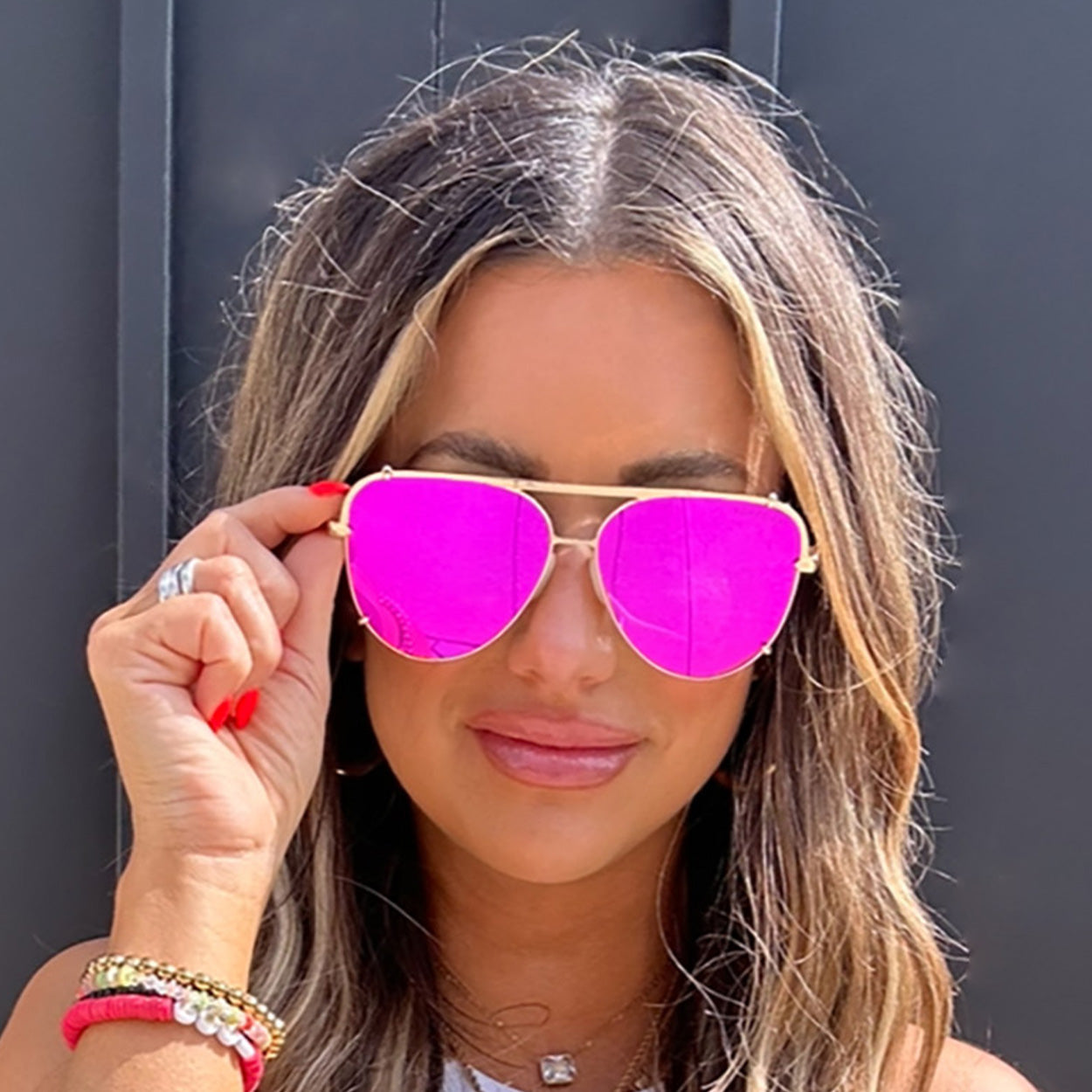 Cristina - Tangle Free - Mirrored Pink Aviator Sunglasses - Concordia Style Boutique