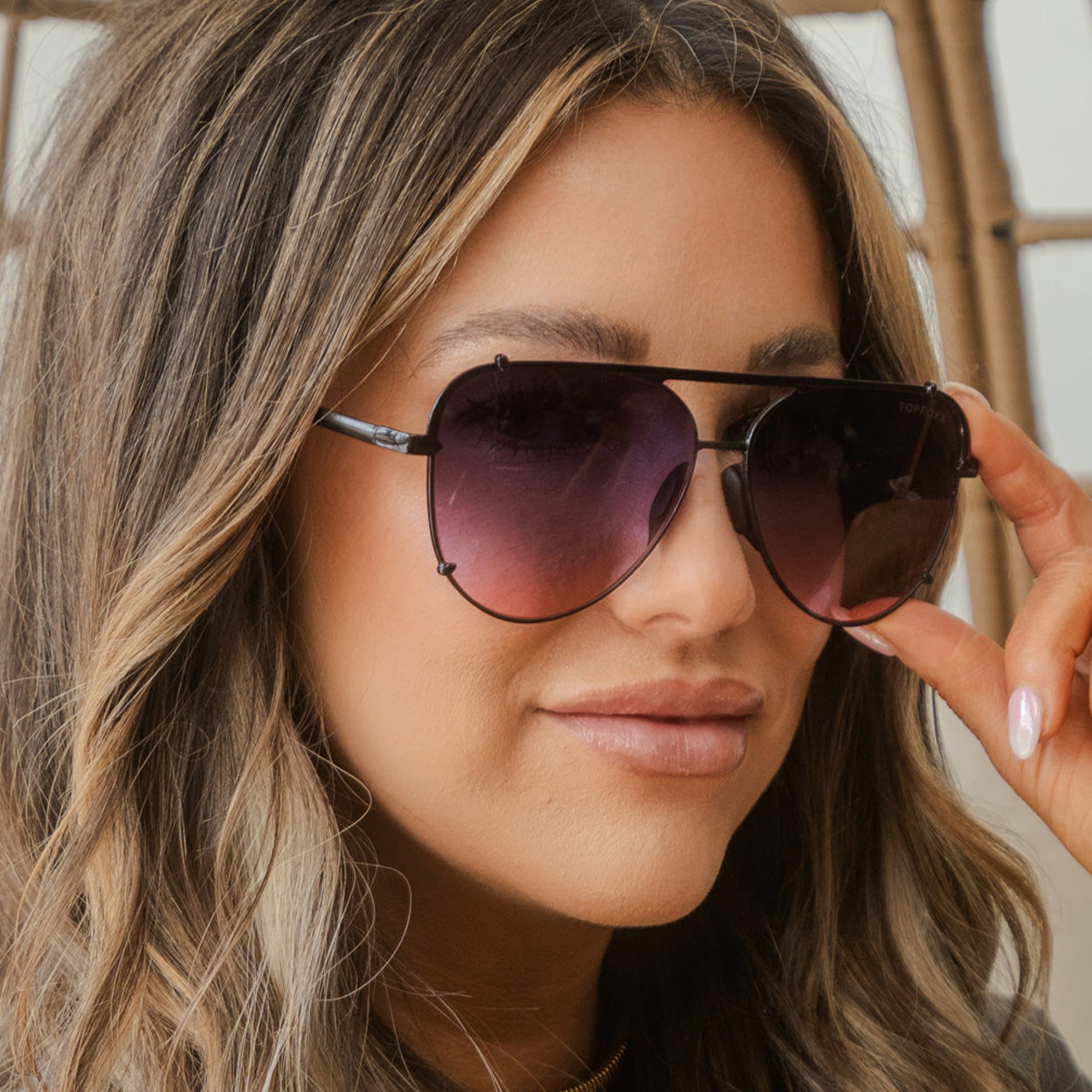 Cristina - Tangle Free - Faded Purple & Pink Aviator Sunglasses - Concordia Style Boutique