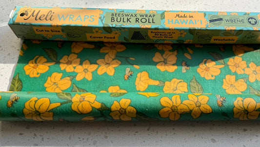 Beeswax Wrap Bulk Roll - Puakenikeni & Bee Print - Concordia Style Boutique